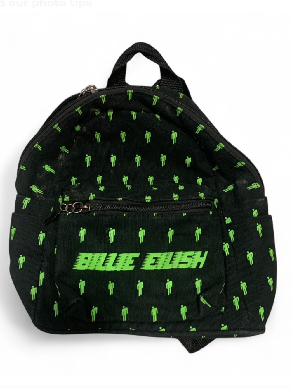 Billie Eilish Black and Green Graphic Mini Backpack